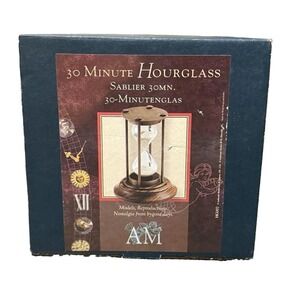 Authentic Models HG007 30 Minute Hourglass Bronze Wood Base Sand Timer Box